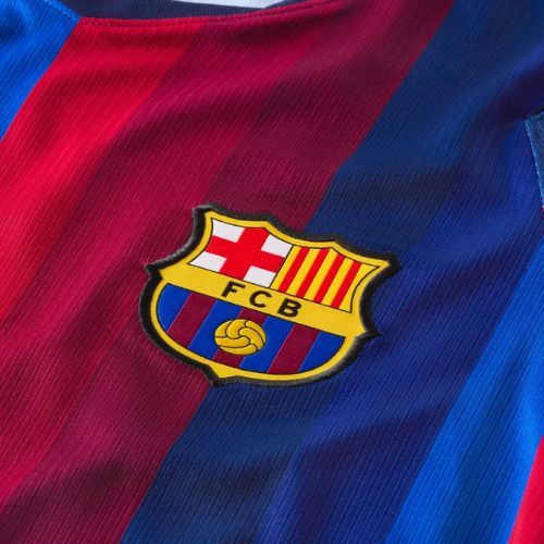 Pánské fotbalové tričko longsleeve Nike FC Barcelona Dri-Fit Stadium Home LS deep garnet/blue void/mineral yellow