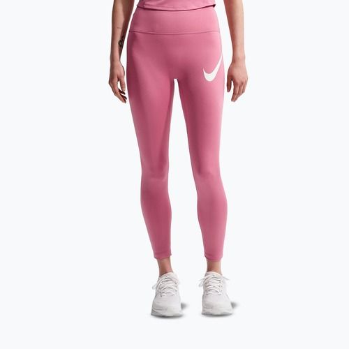 Dámské běžecké legíny Nike Tempo Swoosh Run High-Waisted 7/8 peony/white