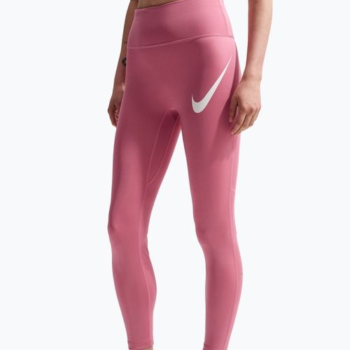Dámské běžecké legíny Nike Tempo Swoosh Run High-Waisted 7/8 peony/white