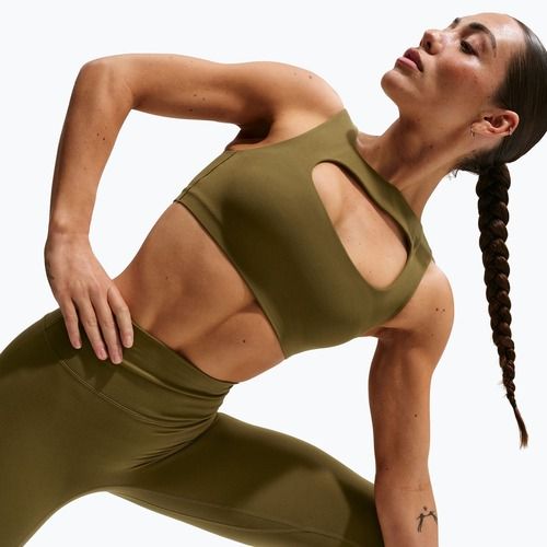 Tréninková podprsenka Nike Zenvy Light-Support Lightly Lined olive flak/white