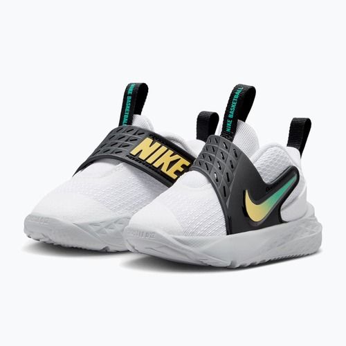 Dětské boty Nike Team Hustle D 12 white/black/clear emerald/topaz gold
