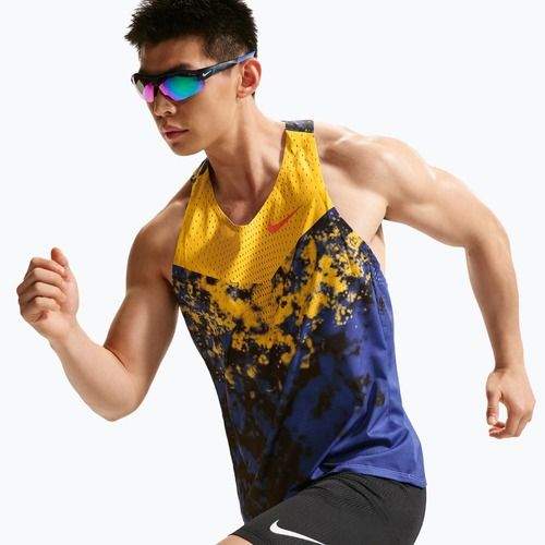 Pánské běžecké tričko Nike AeroSwift Dri-Fit ADV Singlet citron pulse/lapis/bright crimson