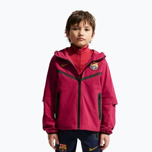 Dětská fotbalová bunda Nike FC Barcelona Tech Full Zip noble red/black/mineral yellow
