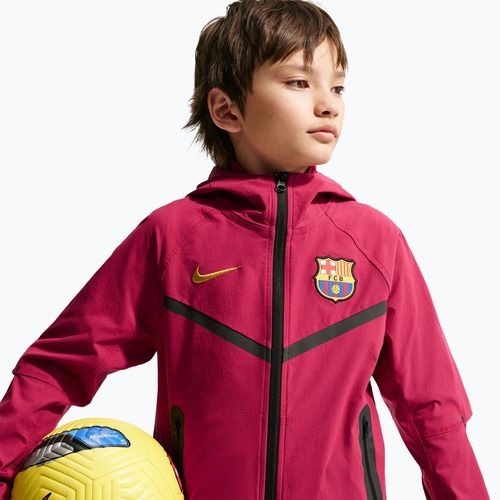 Dětská fotbalová bunda Nike FC Barcelona Tech Full Zip noble red/black/mineral yellow
