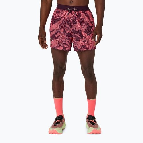 Pánské běžecké šortky Asics Fujitrail All Over Print 5In Short Blazing Coral/Dark Aubergine
