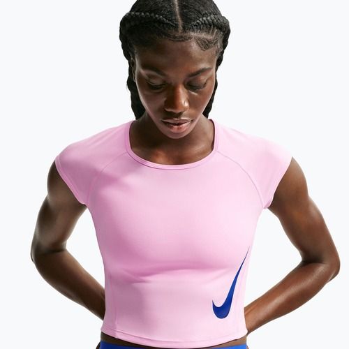 Dámské běžecké tričko Nike Tempo Swoosh Run Dri-Fit pink rise/pink rise/old royal