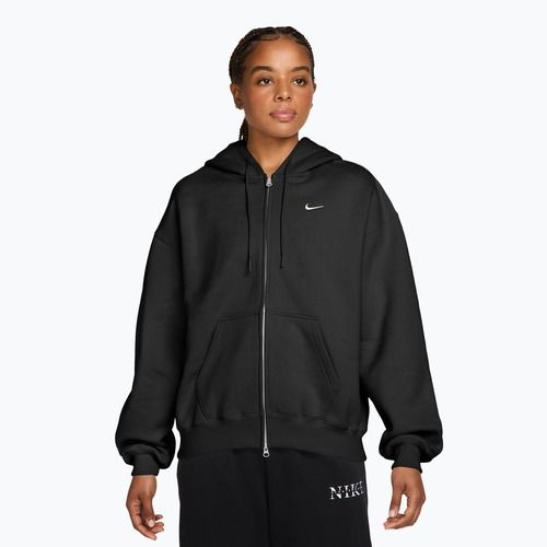 Dámská mikina Nike Studio Fleece Medium Weight Oversized Full Zip total black/sail