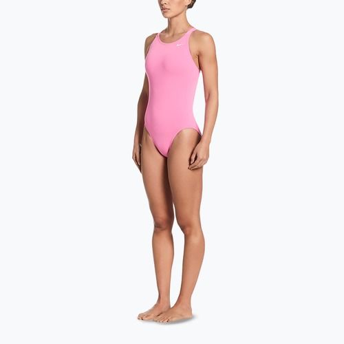 Dámské jednodílné plavky Nike Hydrastrong Solid pink glow