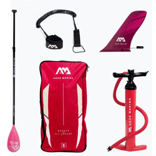 Prkno SUP Aqua Marina Coral Touring - Touring iSUP, 3,5 m/15 cm, s pádlem a cívkovým vodítkem růžové BT-22CTP