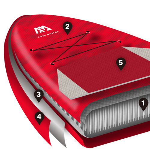 Prkno SUP Aqua Marina Monster - All-Around iSUP, 3,66 m/15 cm, s pádlem a bezpečnostním vodítkem červené BT-21MOP