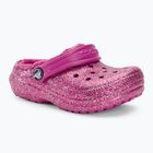 Dětské žabky Crocs Classic Lined Glitter Clog fuchsia fun/multi