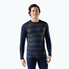 Pánská termoakční mikina Smartwool Merino 250 Baselayer Crew Boxed deep navy geo peaks