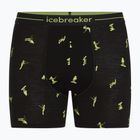 Pánské termo boxerky Icebreaker Anatomica Snow Day black/peridot/aop