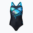 Dětské jednodílné plavky arena Multi Pixels New Swim Pro Back černá/tyrkysová