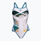 Dámské jednodílné plavky arena Planet Super Fly Back white multi/blue cosmo