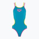 Dámské jednodílné plavky arena One Double Cross Back One Piece tyrkysová/fluo růžová/měkká zelená