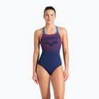 Dámské jednodílné plavky  arena Foggy Dots Swim Pro Back navy / blue cosmo