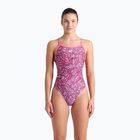 Dámské jednodílné plavky  arena Pink Dahlia Lace Back shocking pink/multi