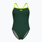 Dámské jednodílné plavky arena Monogram Challenge Back dark sage multi/artic lime