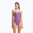 Dámské jednodílné plavky arena Floral Challange Back violet multi/artic lime