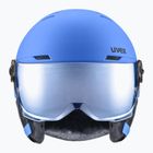 Dětská  lyžařská helma  UVEX Rocket Visor Jr blue matt/mirror blue/smoke