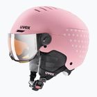 Dětská  lyžařská helma  UVEX Rocket Visor Jr pink confetti matt/mirror silver/lasergold lite