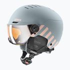 Dětská  lyžařská helma  UVEX Rocket Visor Jr rhino/blush matt/mirror silver/lasergold lite