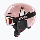 Dětská  lyžařská helma  UVEX Viti Set + gogle Speedy Pro pink penguin/lasergold lite
