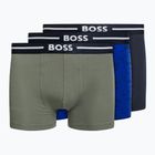 Hugo Boss Trunk Bold Design pánské boxerky 3 páry modrá/černá/zelená 50490027-466