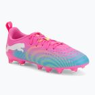 Dětské kopačky PUMA Future 9 Play FG/AG Jr poison pink/puma wht/sun stream/bright aqua/puma blk