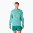 Pánské běžecké tričko longsleeve ASICS Road Lite-Show 1/2 Zip light teal
