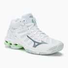 Dámské volejbalové boty  Mizuno Wave Voltage Mid white/glacial ridge/patina green