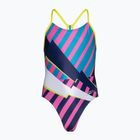 Dětské jednodílné plavky Speedo Placement Lane Line Back cerulean blue/flare pink/bitter lime/bolt