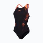 Dámské jednodílné plavky Speedo Placement Laneback black/siren red/plum dandy