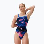 Dámské jednodílné plavky Speedo FL Printed Turnback electro static/lagoon blue