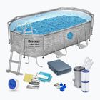 Bazén s kovovou konstrukcí Bestway Power Steel Swim Vista Series Oval Pool Set 427x250 cm šedý