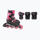 Dětské kolečkové brusle s chrániči Rollerblade Microblade Combo Jr black/pink