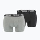 Pánské boxerky PUMA Basic 2 páry dark grey melange/black