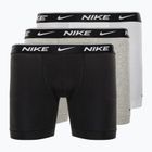 Pánské bavlněné boxerky Nike Everyday Stretch Boxer Brief 3Pk MP1 white/grey heather / black