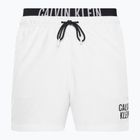 Pánské plavecké šortky Calvin Klein Medium s dvojitým pasem bílé
