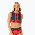 Horní díl plavek Rip Curl Coco Short Sleeve Vest red/dark blue