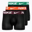 Pánské boxerky  Nike Dri-Fit Essential 3 páry black green/hyper crimson/burgundy