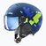 Dětská  lyžařská helma  UVEX Rocket Visor Jr blue puzzle matt/mirror blue/smoke