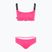 Dámské dvoudílné plavky EA7 Emporio Armani Logo Tape Bikini Top neon pink