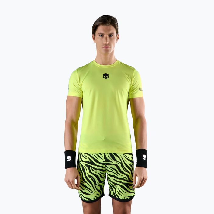 Pánské tenisové tričko HYDROGEN Basic Tech Tee fluorescenčně žluté barvy