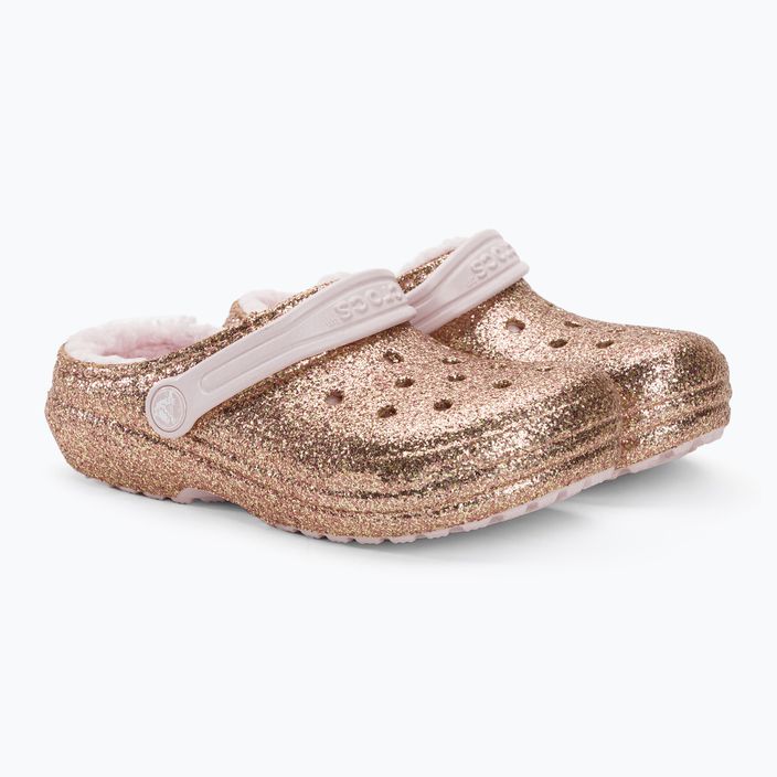 Dětské žabky Crocs Classic Lined Glitter Clog gold/barely pink 5