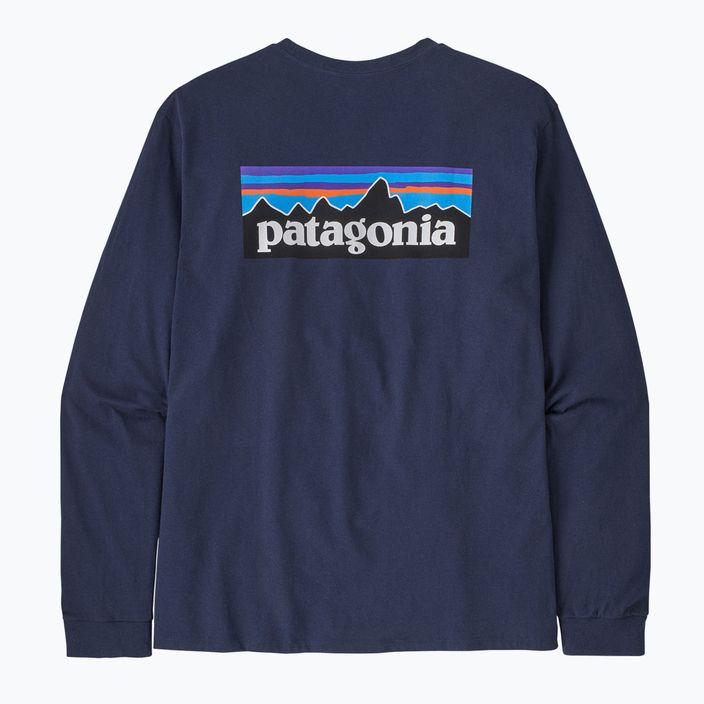 Pánské trekové tričko longsleeve Patagonia P-6 Logo Responsibili classic navy 5
