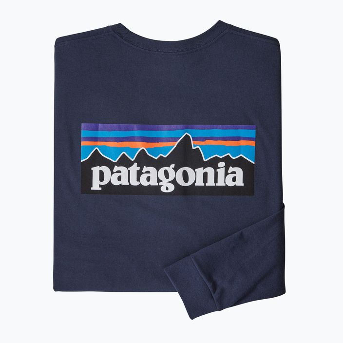 Pánské trekové tričko longsleeve Patagonia P-6 Logo Responsibili classic navy 6