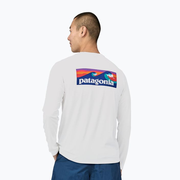 Pánské tričko Patagonia Cap Cool Daily Graphic-Waters LS boardshort logo/bílý trekkingový dlouhý rukáv 2