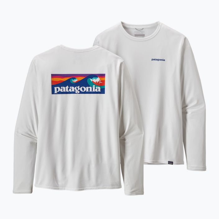 Pánské tričko Patagonia Cap Cool Daily Graphic-Waters LS boardshort logo/bílý trekkingový dlouhý rukáv 7